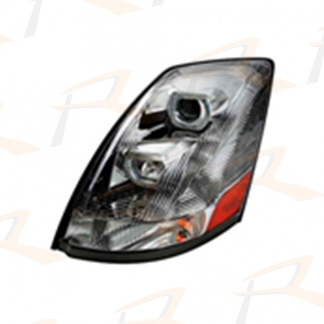 UVB2.1802.02 HEAD LAMP LH (PROJCTOR STYLE-CHROMED) For VNL '04 -'15. - Rich Parts Truck Supplier